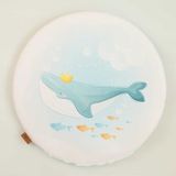 BabyZ Balina Desenli Küçük Yuvarlak Oyun Matı - Beyaz - 70 x 70 cm