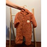BabyZ Çıtçıtlı Kapüşonlu Yumuşak Bebek Tulumu - Kiremit - 6 - 9 Ay