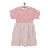 BabyZ Kız Bebek Elbise Bebe Yaka Kısa Kol - Gül Kurusu