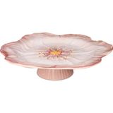 Baci Milano Botanica Çiçek Desenli Melamin Pembe Orta Boy Ayaklı Kek Standı 32,5 cm