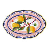 Baci Milano Dolce Vita Limon Desenli Oval Porselen Servis Tabağı 30X21 Cm