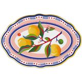 Baci Milano Dolce Vita Limon Desenli Oval Servis Tabağı 30X21 cm - 30 x 21 cm