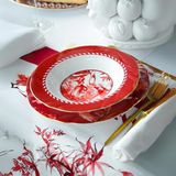 Baci Milano Le Rouge 21 cm Porselen Çorba Tabağı Kırmızı Desen ile Sofistike Estetik