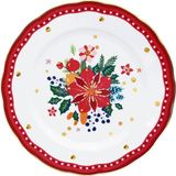 Baci Milano Mamma Mia Çiçek Desenli 28 CM Kırmızı Yemek Tabağı