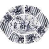 Baci Milano Versailles 7 Parça Melamin Meze Kasesi 60x50 cm Mavi Altıgen Desenli Şık Set