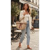 Bacıyan Kooperatifi Roza El Emeği %100 Doğal Halat Ip Yazlık Plaj ve Günlük Çanta - 40x24x32 - Kahverengi