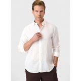 Back And Bond Siyah Erkek %100 Keten Regular Fit Gömlek B35S20007 - Beyaz