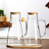 Back Sıne Bambu Kapaklı ve Bambu Altlıklı Borosilikat Cam Yağlık Sirkelik - 3 Lü Set - 2 Adet Yağdanlık ve 1ADET Bambu Stand - 3lü-Set