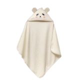 Bacodeseta PandaDots 3D Kapüşonlu Bebek Havlusu – 3D Panda Nakışlı,Soft Cotton, 80x80 cm, 0–12 Ay (KREM ZEMİN BEJ BİYE)