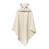 Bacodeseta PandaDots 3D Kapüşonlu Bebek Havlusu – 3D Panda Nakışlı,Soft Cotton, 80x80 cm, 0–12 Ay (KREM ZEMİN MAVİ BİYE)