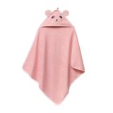 Bacodeseta PandaDots 3D Kapüşonlu Bebek Havlusu – 3D Panda Nakışlı,Soft Cotton, 80x80 cm, 0–12 Ay (PEMBE)