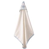 Bacodeseta SeaSparkle Kapüşonlu Bebek Havlusu – Deniz Yıldızı Nakışlı,75x80 cm, Soft Cotton (BEYAZ ZEMİN MAVİ BİYE)
