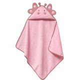 Bacodeseta WildHugs 3D Kapüşonlu Bebek Havlusu – Yumuşak Pamuk, 75x80 cm,0–12 Ay (PEMBE)