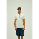 Bad Bear Cord Off-White Beyaz Polo Yaka Fermuarlı Erkek T-Shirt - XL