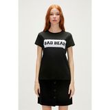 Bad Bear Flog T-Shirt Siyah Baskılı Kadın Tişört10 - XS