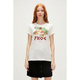 Bad Bear Frog T-Shirt Off-White Beyaz Baskılı Kadın Tişört10 - XL - Kırık Beyaz