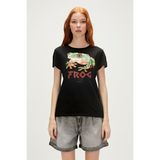 Bad Bear Frog T-Shirt Siyah Baskılı Kadın Tişört10 - M