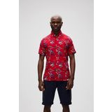 Bad Bear Hector Shirt Kırmızı Kısa Kollu Baskılı Erkek Gömlek