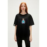 Bad Bear Kadın Siyah T-Shirt Baskılı Re-Save Recycle Dinamik Desenli Rahat Kesim - XS