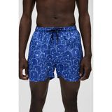 Bad Bear Lastikli Bel Regular Fit CepliDesenli Mavi Erkek Şort Mayo - 04G-Mavi