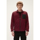 Bad Bear Liam Shirt Crimson Red Kırmızı Kareli Fermuarlı Erkek Gömlek - XL