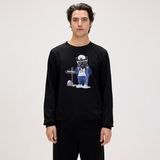 Bad Bear Panther Crewneck Erkek Siyah Yuvarlak Yaka Sweatshirt, Siyah, L