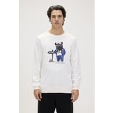 Bad Bear Panther Crewneck Off White Erkek Beyaz Bisiklet Yaka Sweatshirt