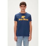 Bad Bear Tee T-Shirt Indigo Mavi Logo Baskılı Erkek Tişört