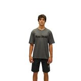 Bad Bear Title Oversize T-Shirt Koyu Gri Baskılı Erkek Tişört M