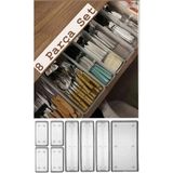 Bade 8'li Set Çekmece Içi Kaşıklık - Dolap Içi Çatal - Kaşık Bıçak Düzenleyici organizer - Şeffaf