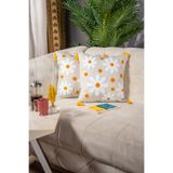Bade Design 2li Punch Nakışlı Kırlent Kılıfı Yastık Klıfı Çok Tercih Edilen PAPATYA
