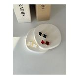 Bade Jewelry Vip Gold Bordo/Beyaz/Siyah Yonca Model Modern Küpe(Renk Seçimi Yapınız)