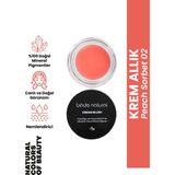 Bade Natural Krem Allık 02 Şeftali Sorbet %100 Doğal Canlı ve Doğal Görünüm Sağlayan