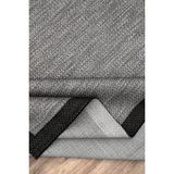 Badelya Home 6635 Siyah Gri Bordür Çerçeveli Sisal Leke Tutmaz Kolay Temizlenen Kaymaz Pamuk Dokuma Taban Halı - Siyah - Gri - 100 x 200 cm