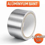 Badem10 (1 Adet) Alüminyum Bant 5 cm 10 Metre Metalik Yapışkanlı Izolasyon Bandı Isıya Dayanıklı Bant - Gümüş