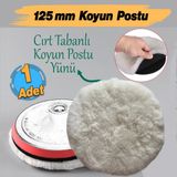 Badem10 ( 1 Adet ) Koyun Postu Pedi Ø 125 mm Pasta Cila Polisaj Süngeri Cırt Tabanlı Kuzu Postu Yünü Keçesi Parlatma - 0,25 lt