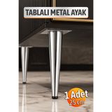Badem10 (1 Adet) Omaks 25 cm Düz Tablalı Krom Renk Metal Mobilya Sehpa Ayağı Dayanıklı Mobilya Ayak