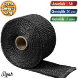Badem10 1 metre 20 cm Cam Elyaf Eksoz Sargısı Manifold Sargı Bezi Yanmaz Bant Siyah Amyant 3 mm (Kalınlık)