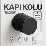 Badem10 (1 Takım-Çift) Rock-O Mat Siyah Karşılıklı Oda Kapı Kolu Dayanıklı Metal Çevirmeli Kapı Kolu - 1 Adet
