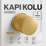 Badem10 (1 Takım-Çift) Rock-O Titanyum Altın Karşılıklı Kapı Kolu Dayanıklı Metal Çevirmeli Kapı Kolu - 1 Adet