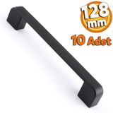Badem10 10 Adet 128 mm Gölcük Siyah Mutfak Kulbu Çekmece Dolap Kulpu Metal Kulp Mobilya Dolabı Kulpları
