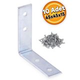 Badem10 10 Adet 45x45x15 mm Mobilya Köşe Bağlantı Sabitleme L Demir Köşebent Gönye