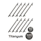Badem10 (10 ADET) Alteta 320 mm Titanyum Renk Metal Mobilya Mutfak Dolap Çekmece Dolabı Kulbu Kulpu Kulpları