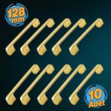 Badem10 10 Adet Arel Kulp Mobilya Mutfak Dolabı Çekmece Dolap Kulp Kapak Kulpu Gold Altın 128 mm Metal