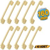 Badem10 10 Adet Arel Kulp Mobilya Mutfak Dolabı Çekmece Dolap Kulp Kapak Kulpu Gold Altın 160 mm Metal