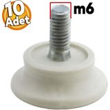 Badem10 10 ADET Bingo Rotil Ayak Ayakları M6 Civatalı 6 mm Beyaz Profil Ayağı 2.5 Cm