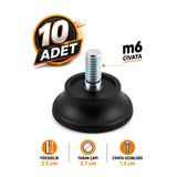 Badem10 10 ADET Bingo Rotil Ayak Ayakları M6 Civatalı 6 mm Siyah Profil Ayağı 2.5 Cm