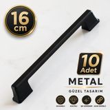 Badem10 (10 Adet) Cemre Kulp 160 mm 16 cm Siyah Metal Mobilya Çekmece Mutfak Dolap Dolab Kulpları Kulbu Kulp