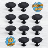 Badem10 10 Adet Dalga Düğme Mat Siyah Kulp Mobilya Mutfak Dolabı Çekmece Dolap Kapak Kulpu Kulb Metal - Tek Vidalı