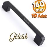 Badem10 10 Adet Gölcük Siyah 160 mm Çekmece Dolap Kulpu Mutfak Kulbu Dolabı Kulpları Metal Kulp Mobilya